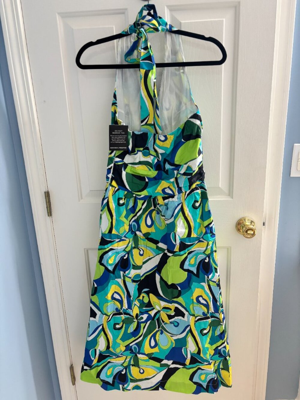 NWT Boston Proper Abstract Print Halter Fit and Flare Midi Dress - Picture 5 of 7